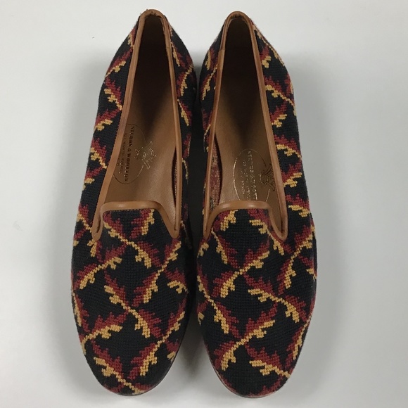 New Stubbs + Wootton Black Trellis Woven Flats 7M